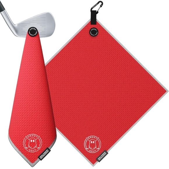 Ghost Golf Red Magnetic Golf Towel New Condition 18” x 18” - Picture 1 of 7